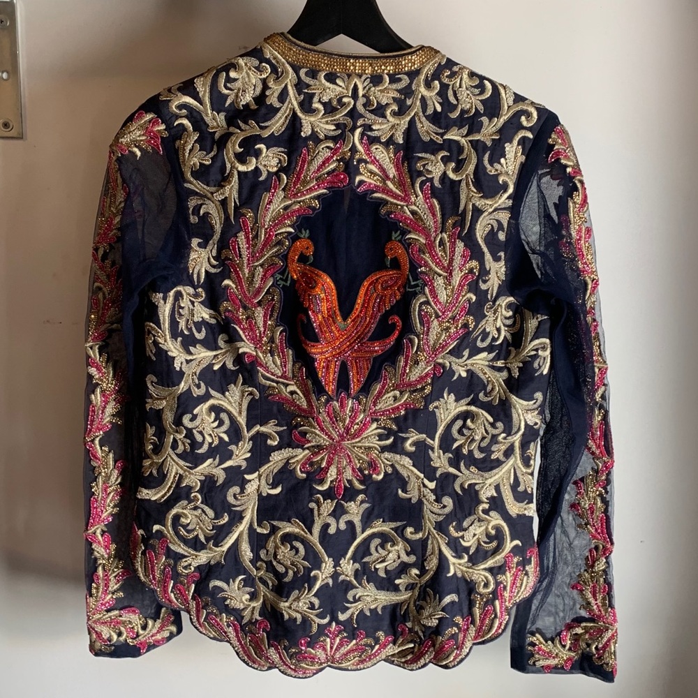 Vintage embroidered crystal peacock bolero
